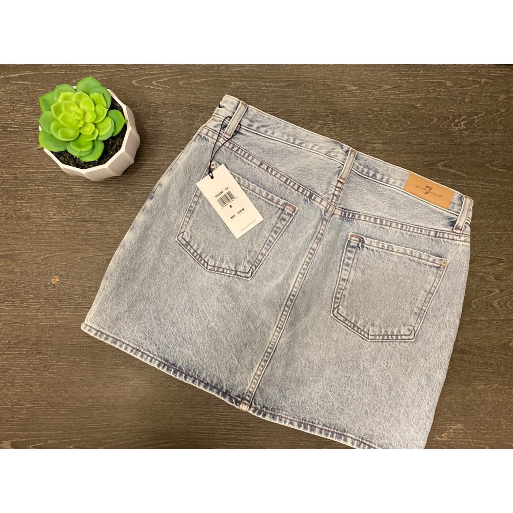 7FORALLMANKIND MINI BLEACHED DENIM SKIRT - Picture 2 of 5